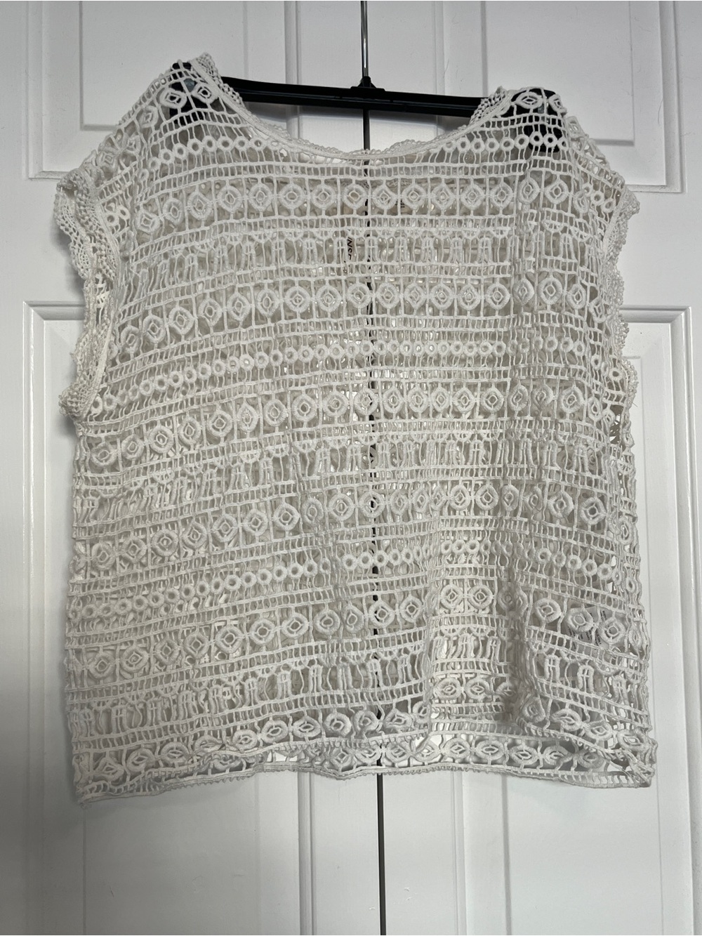 White Crochet Lace Cap Sleeve Top